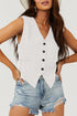 Solid Color Button Up V Neck Suit Vest